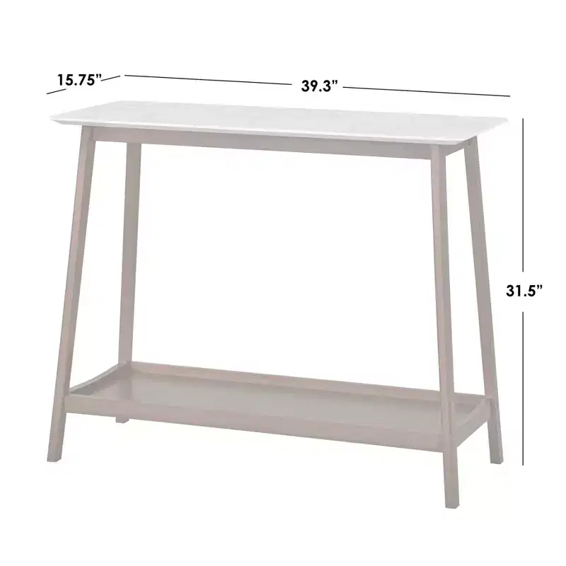 Buylateral Jhovies Console Table - Walnut: Faux Marble Top, Entryway, Hallway, Narrow Design