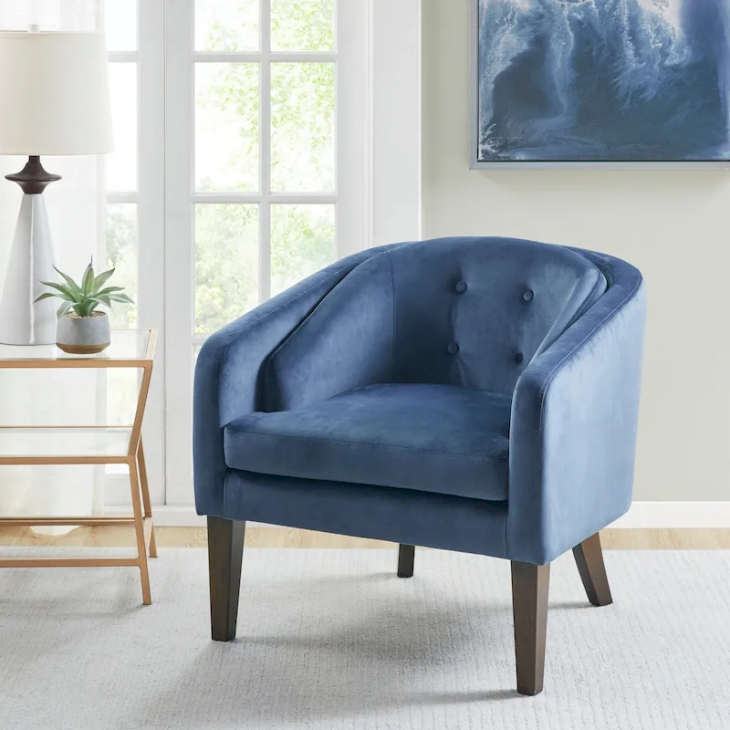 Madison Park Cora Blue Upholstered Tufted Mid-Century Accent Chair