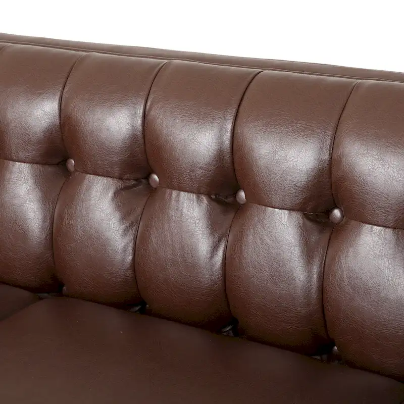 Pondway Faux Leather Tufted 3 Seater Sofa by Christopher Knight Home