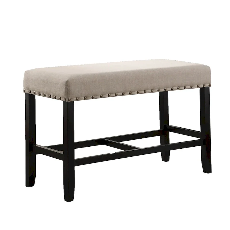 Fabric Counter Height Dining Bench with Nailhead Trim