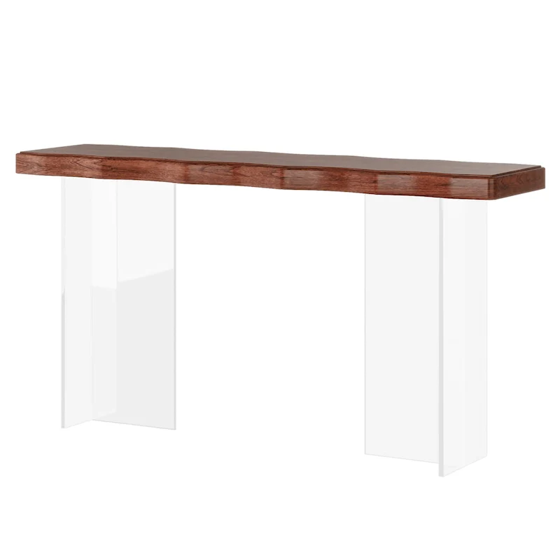 Console Sofa Table, Wave Texture, Acrylic Legs, 47.24