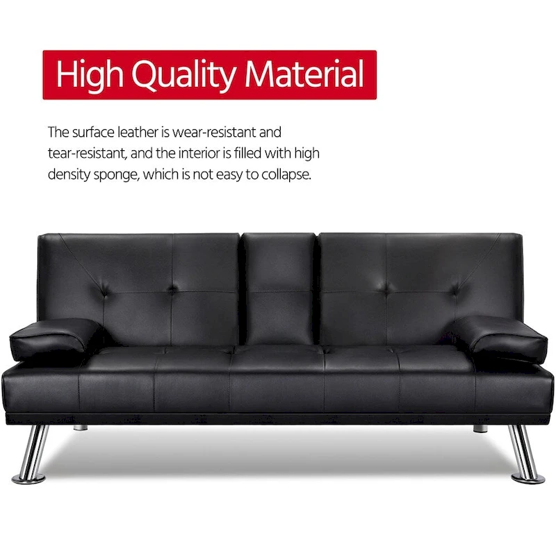 Yaheetech Modern Recliner Couch Faux Leather Futon Sofa Bed