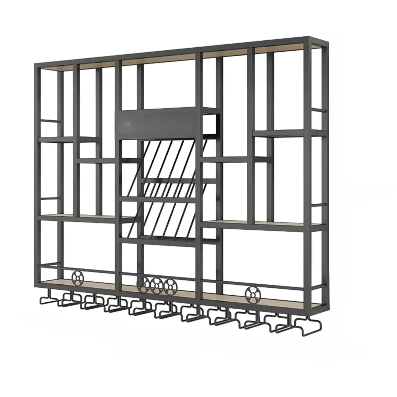 Wall-Mounted Metal Industrial Display Wine Rack
