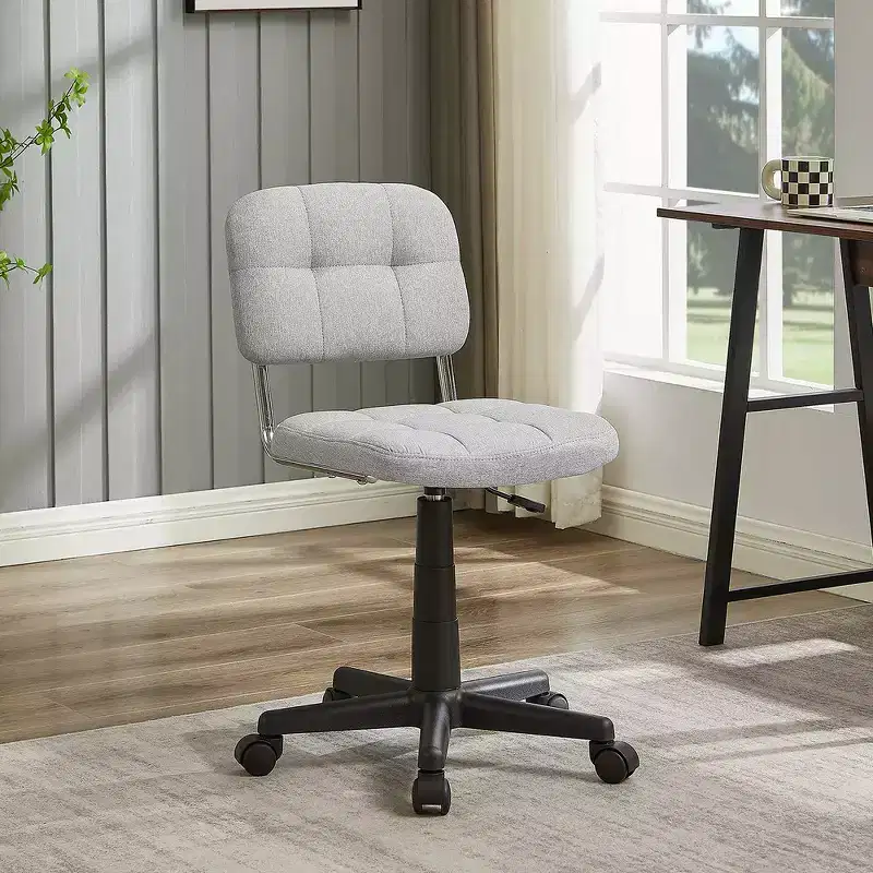 Gray / White Armless Swivel Office Chair, Height Adjustable, Seats 1