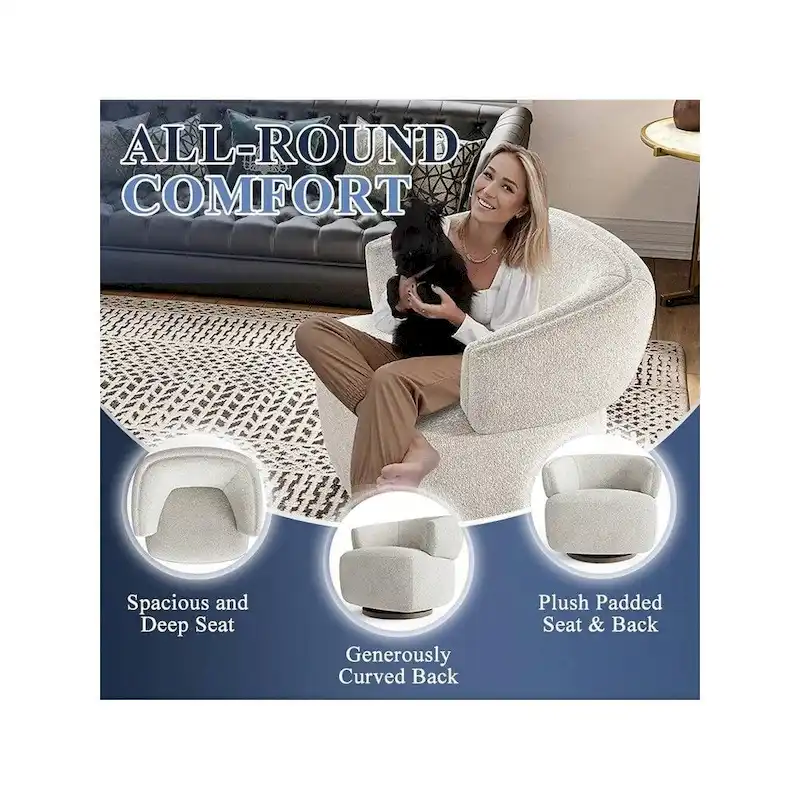 Fully Assembled Upholstered Swivel Barrel Chair