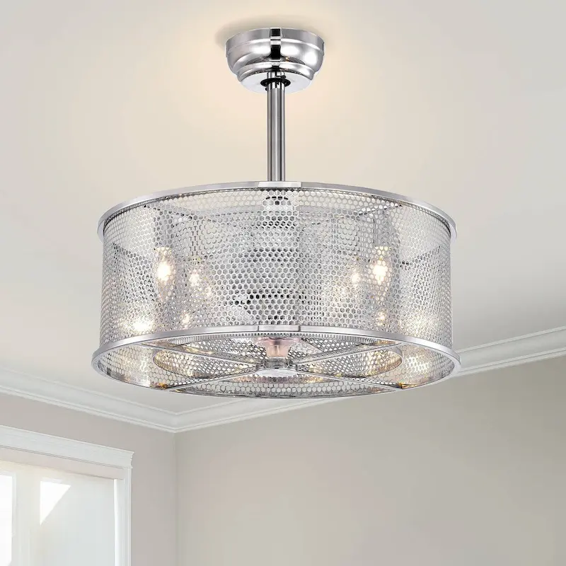 Cusp Barn 20  3 ABS Fan Blades Dual Shade Modern Ceiling Fan with Remote Control, Noiseless Reversible AC Motor for Bedroom