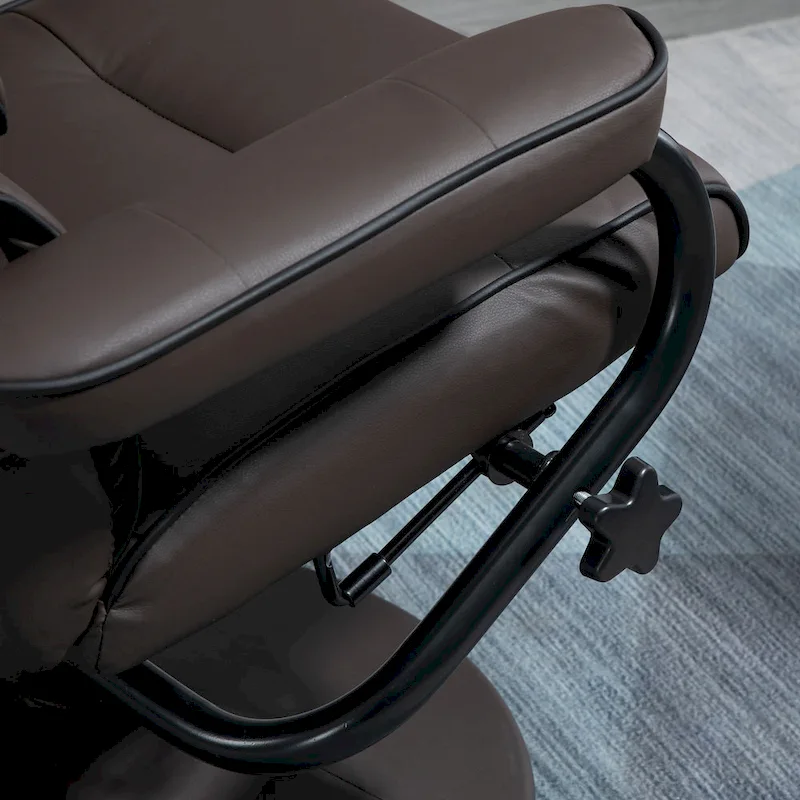 HOMCOM Recliner Chair with Ottoman, Swivel PU Leather High Back Armchair w/ Footrest Stool, 135 Adjustable Backrest