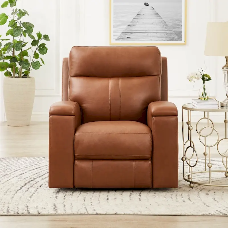 Hydeline Venice Zero Gravity Power Recline and Headrest Top Grain Leather Recliner with Cup Holder
