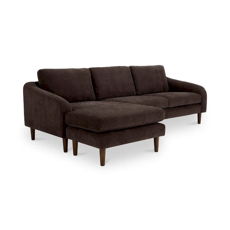 NADAAL STUDIOS Drew, Sectional with Reversible Chaise, Dark Brown - 98 X 59.2 X 33.5
