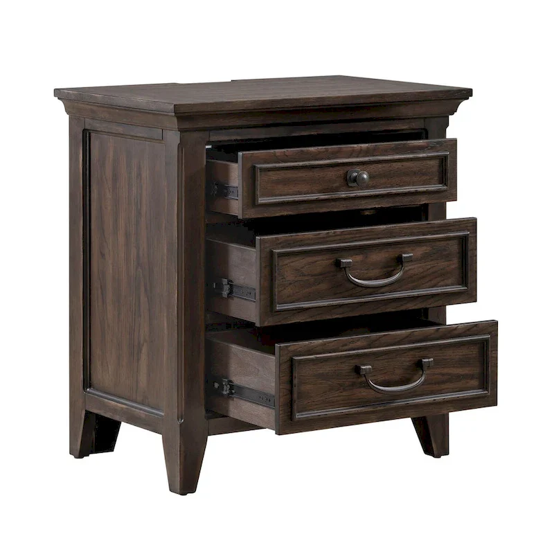 Paradise Valley Saddle Brown Nightstand with Charging Station