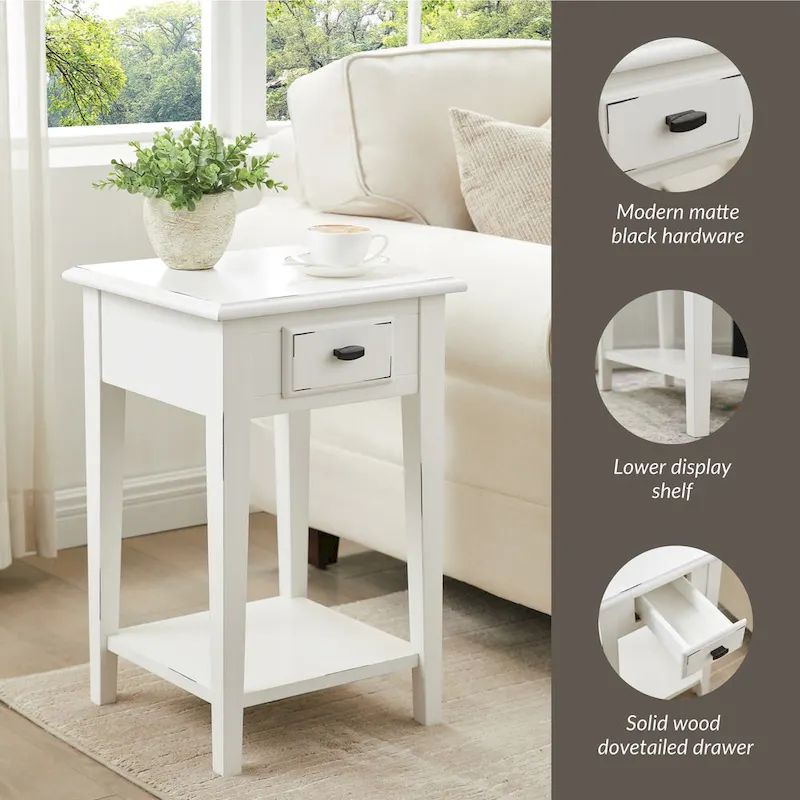 Leick Home One Drawer Square Side Table with Shelf