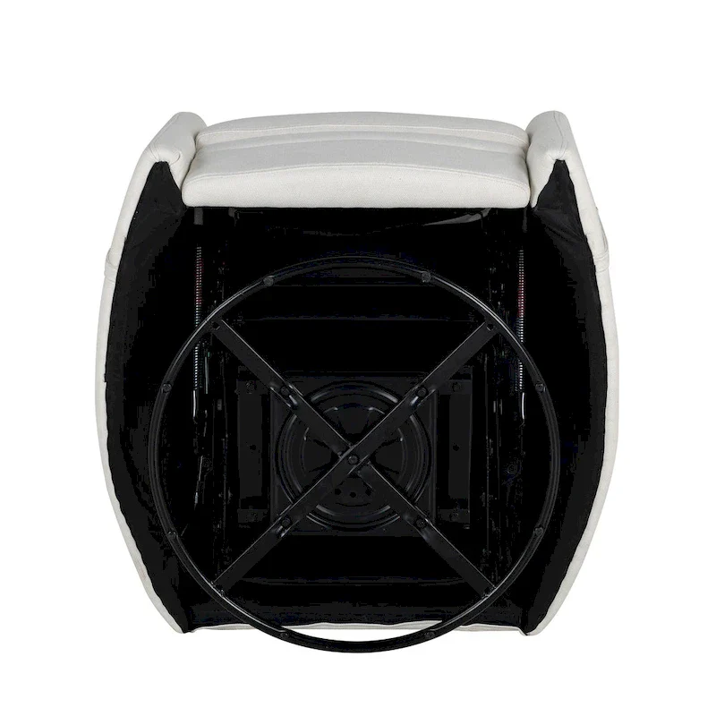 Beige Upholstered Swivel Rocker Recliner with Manual Recline, 360 Swivel, and Two Removable Cushions