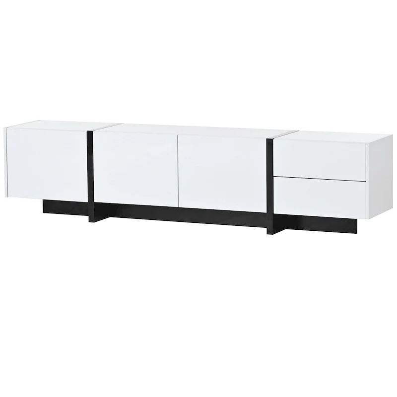 Modern Rectangle TV Stand for TVs Up to 80 with High Gloss UV Surface