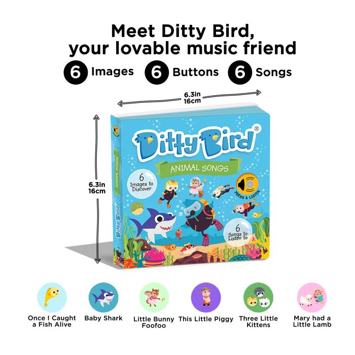 Ditty Bird Animal Songs Multi-Coloured 16x2x16cm