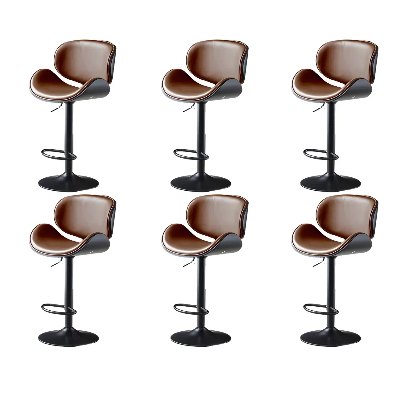 Arched Blackish Green Leather Swivel Adjustable Bar Stool