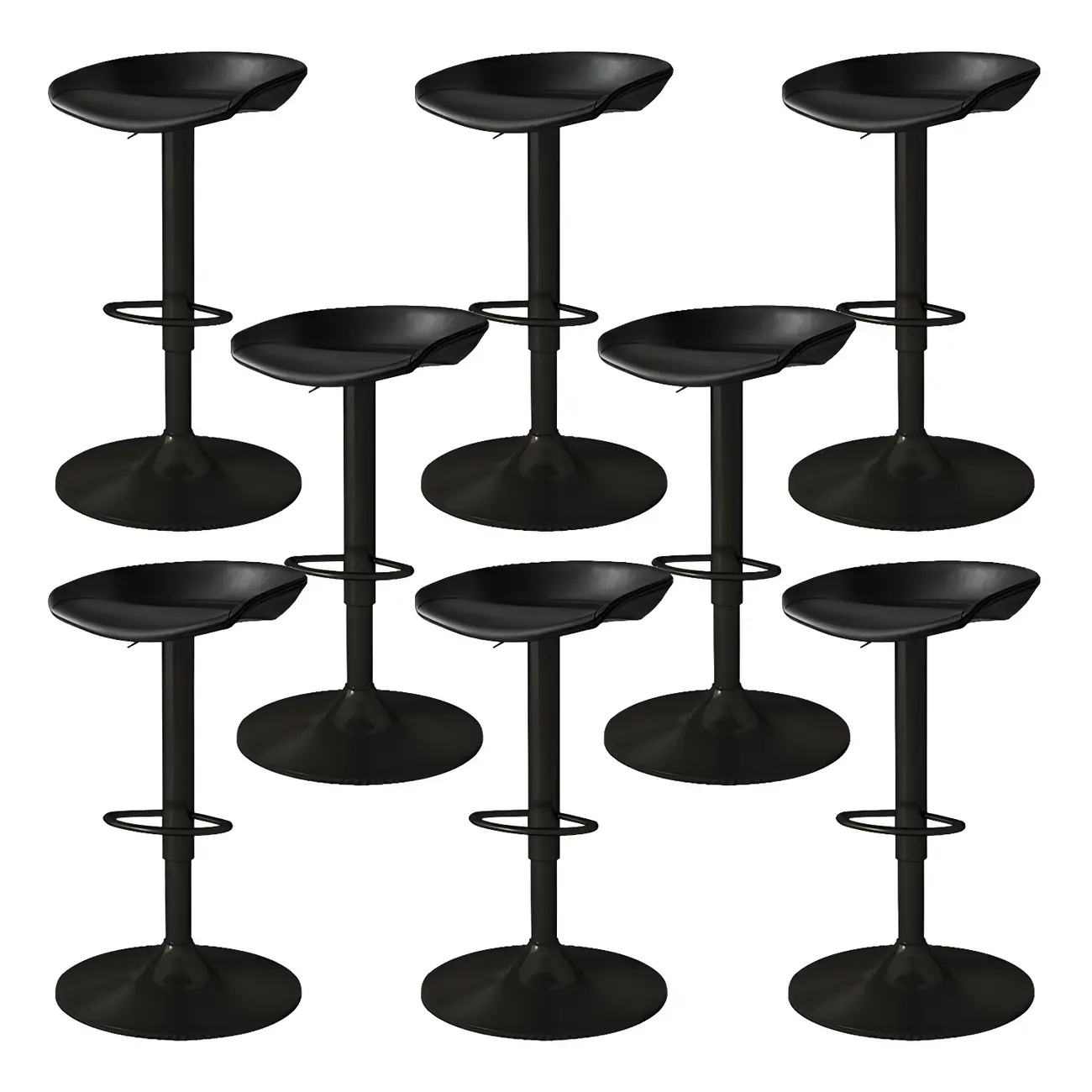 Modern Leather Black Pedestal Swivel Adjustable Bar Stool