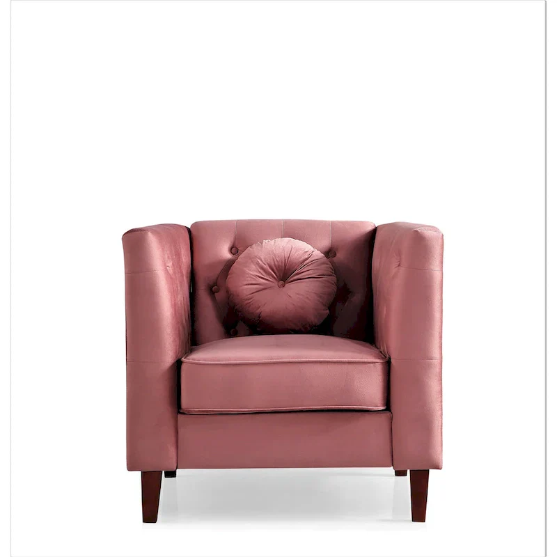 US PRIDE FURNITURE Velvet Classic Chesterfield Chair with Wood legs