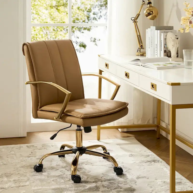 Ignacio Modern Leather Rocking Office Chair with Metal Base by