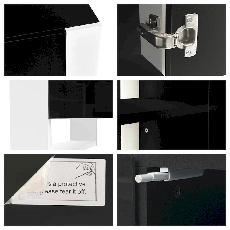 Modern TV Stand with 34.2 Non-heating Electric Fireplace and Cabinets