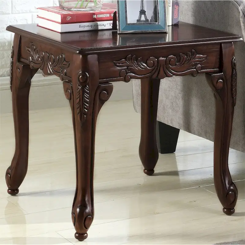 Traditional Wood End Table with Legs