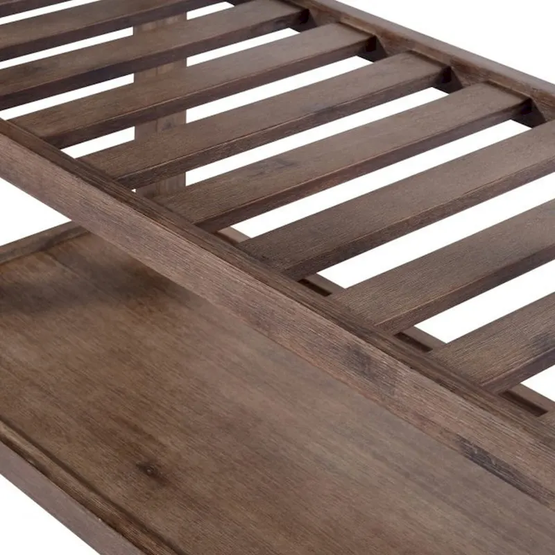 2 Drawers Wooden Kitchen Cart with Metal Top and Casters, Gray and Brown