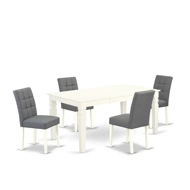 East West Furniture Dinette Set Includes a Rectangle Kitchen Table and Chairs, Linen White (Pieces Options)