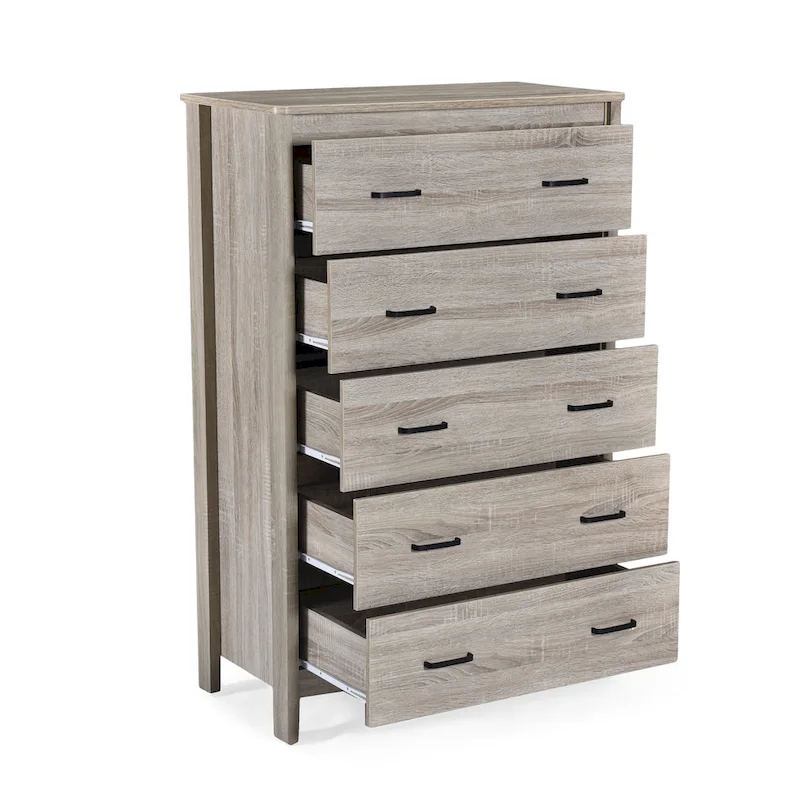5 Drawer Chest,Sonoma Gray Oak/Walnut