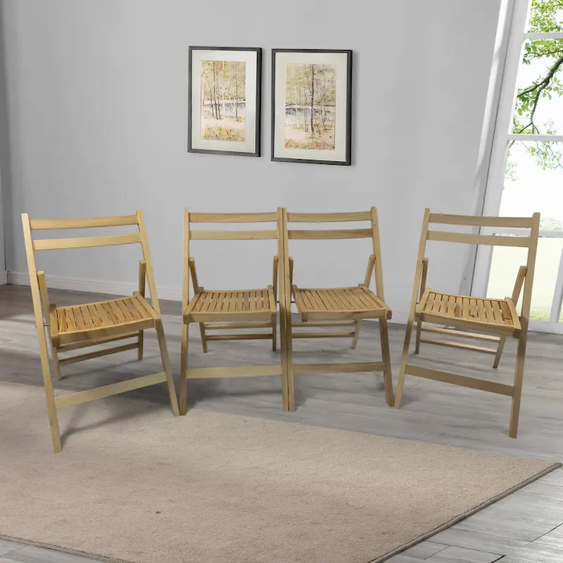 Wood Folding Chair Set of 4