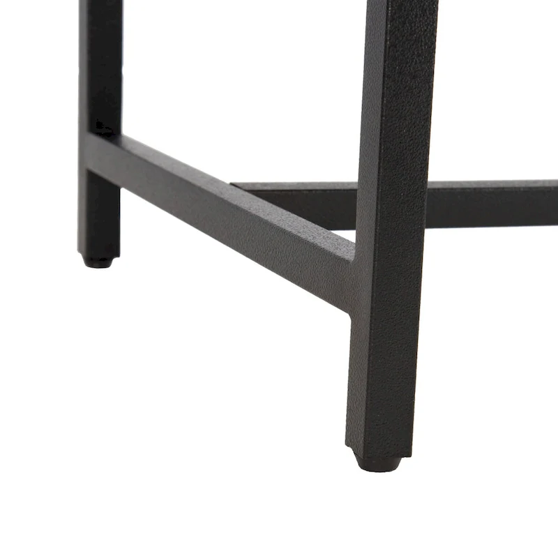 Grey / Brown Faux Leather Bench with Black Metal Legs