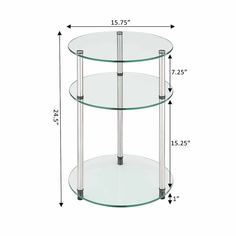 Convenience Concepts Designs2Go Classic Glass 3 Tier Round Table