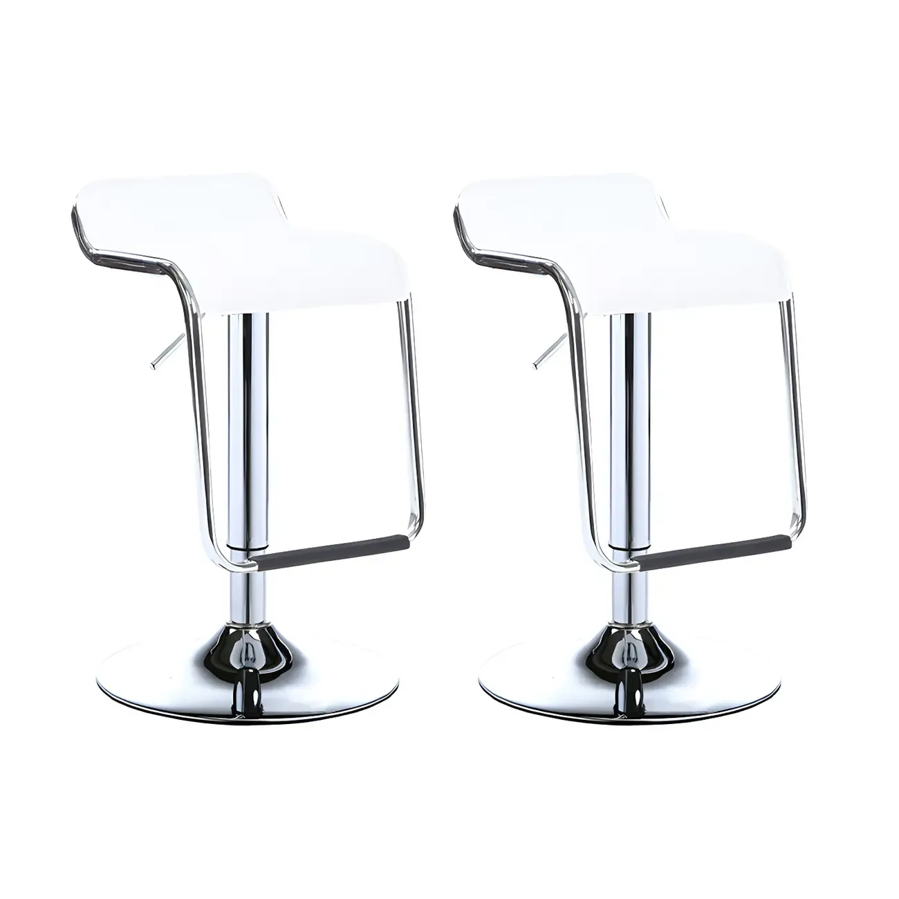 Modern Pedestal Swivel Bar Stool Adjustable Height Low Back Faux Leather