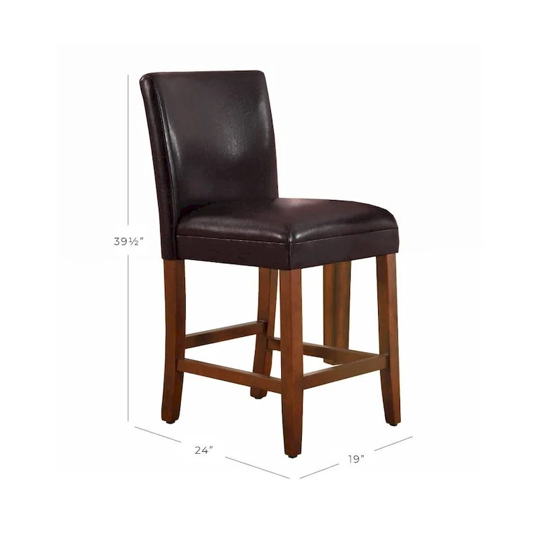 29-inch Luxury Brown Faux Leather Barstool