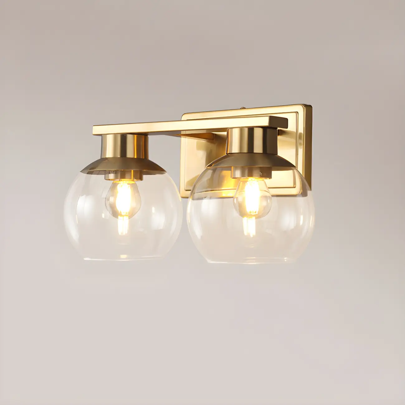 Modern Gold Clear Glass Dome Bathroom Vanity Light