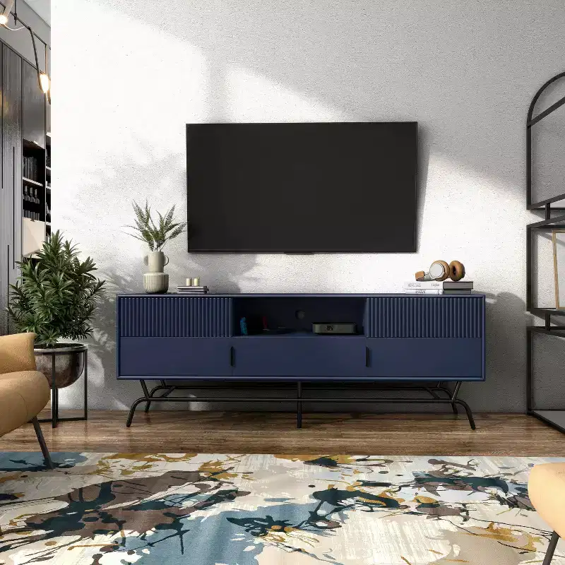 miBasics Meadowgrove Modern 3 Drawer TV Stand for TVs up to 65" with Cabinet