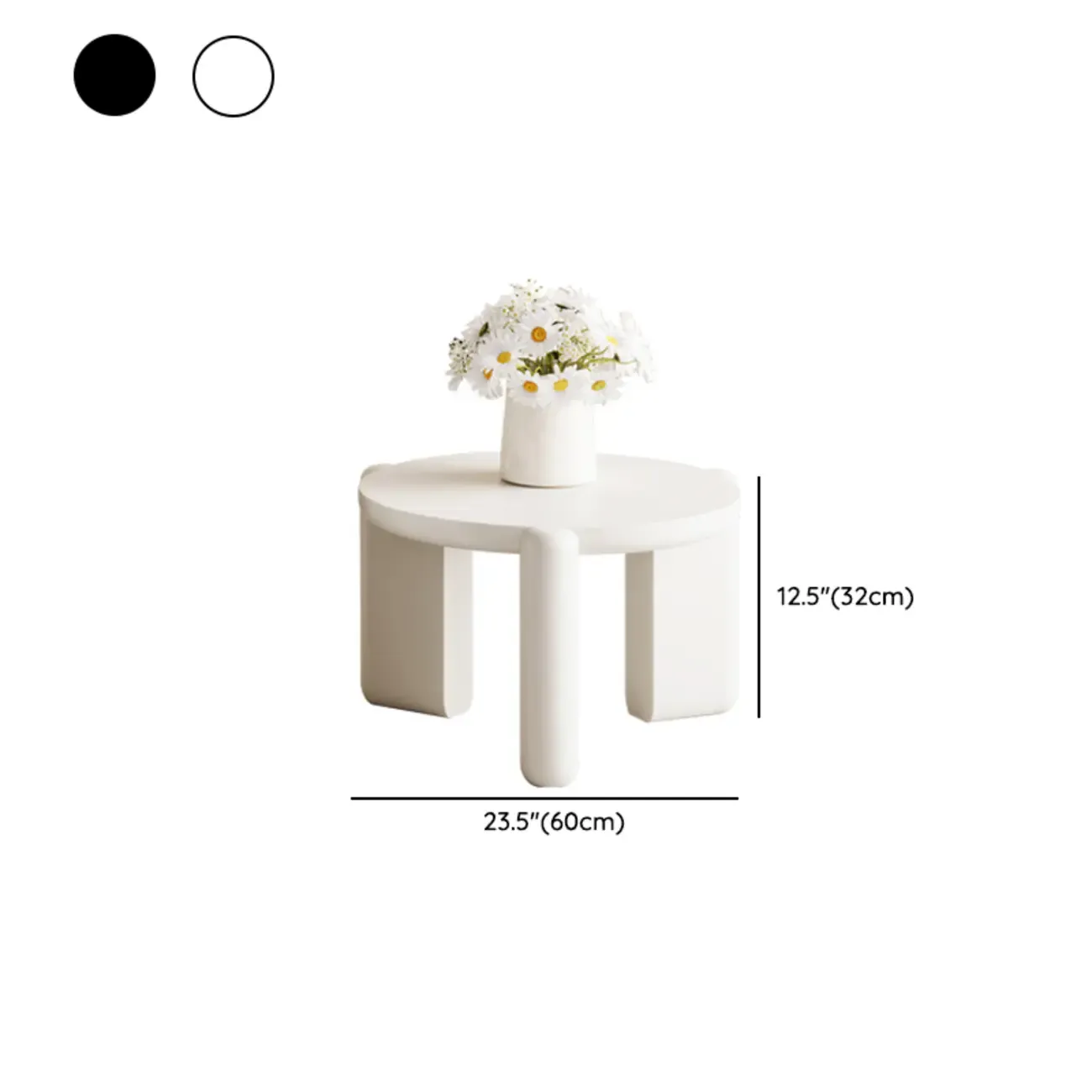 Black White Triple Leg Round Wood Coffee Table