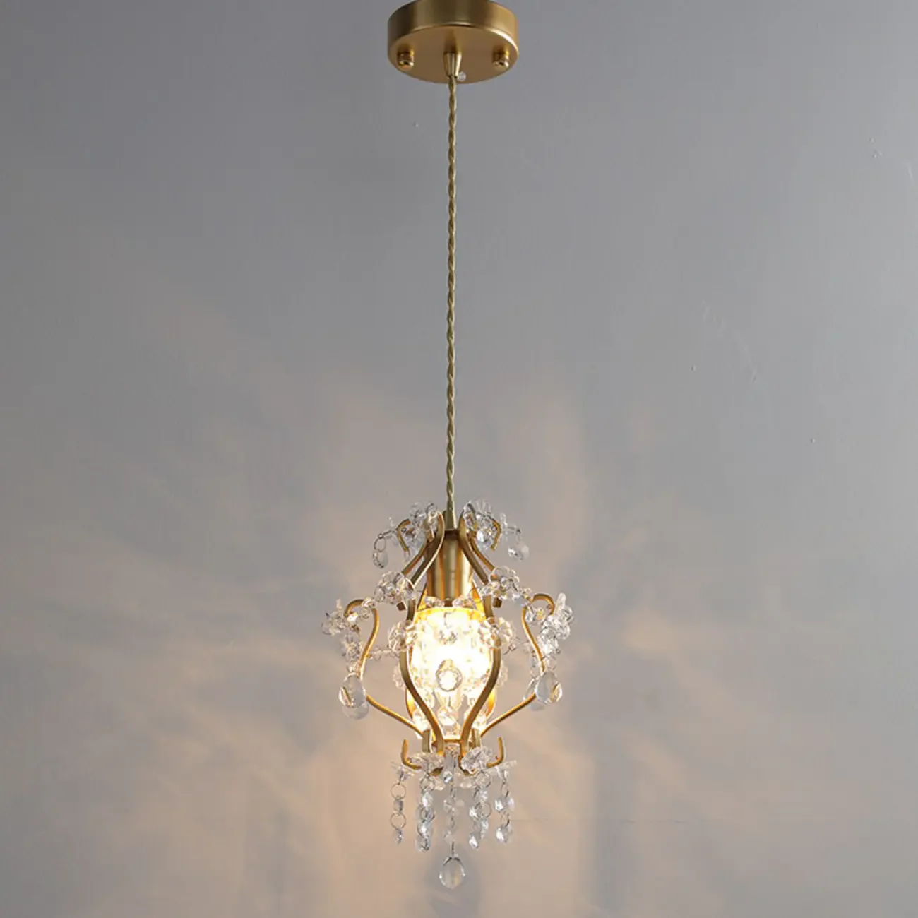 Elegant Crystal Gold Pendant Light for Dining Room