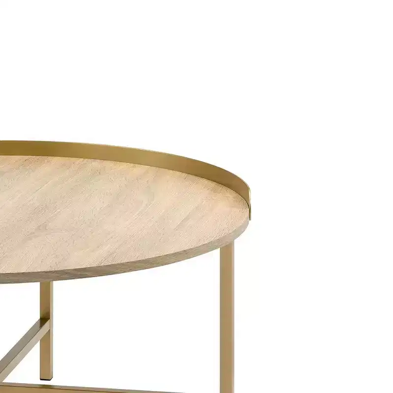 Acme Furniture Mithea Coffee Table Oak Table Top/Gold Finish