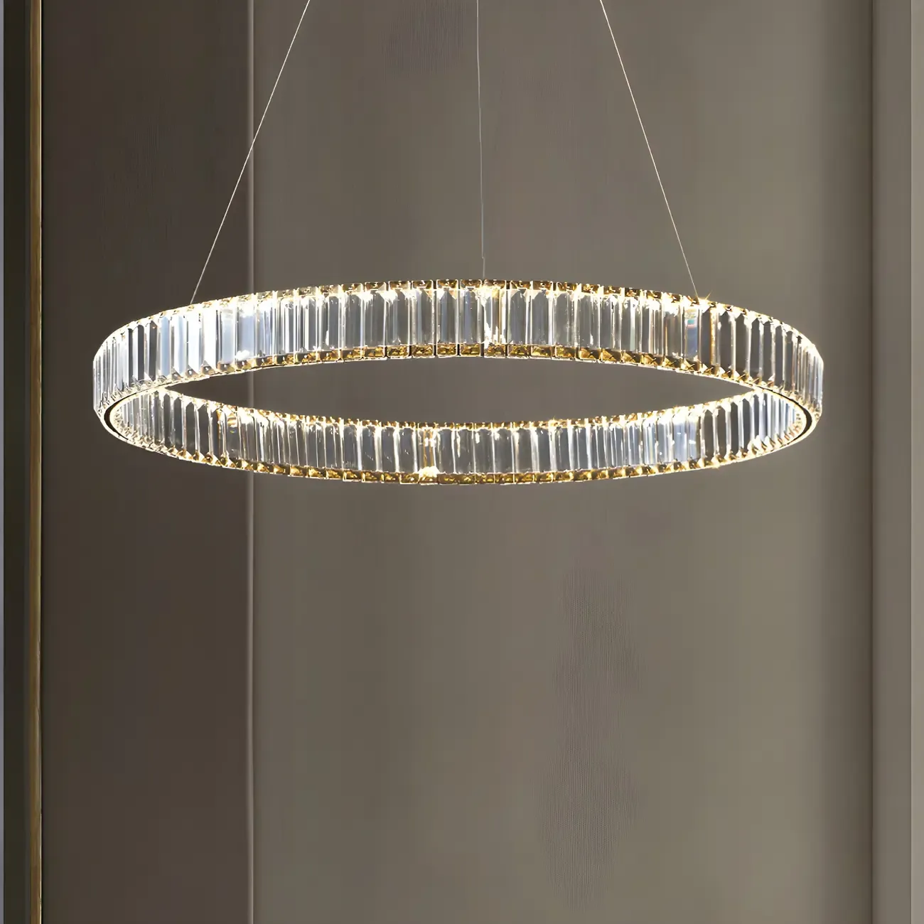 Dining Area Modern Crystal LED Ring Pendant