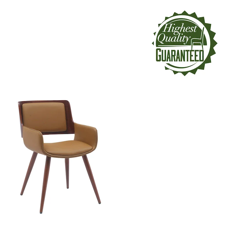Faux Leather Mid-Century Dining Chair with Metal Legs