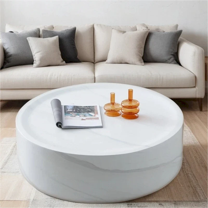 31.49 Sturdy Fiberglass Round Coffee Table with Large Storage