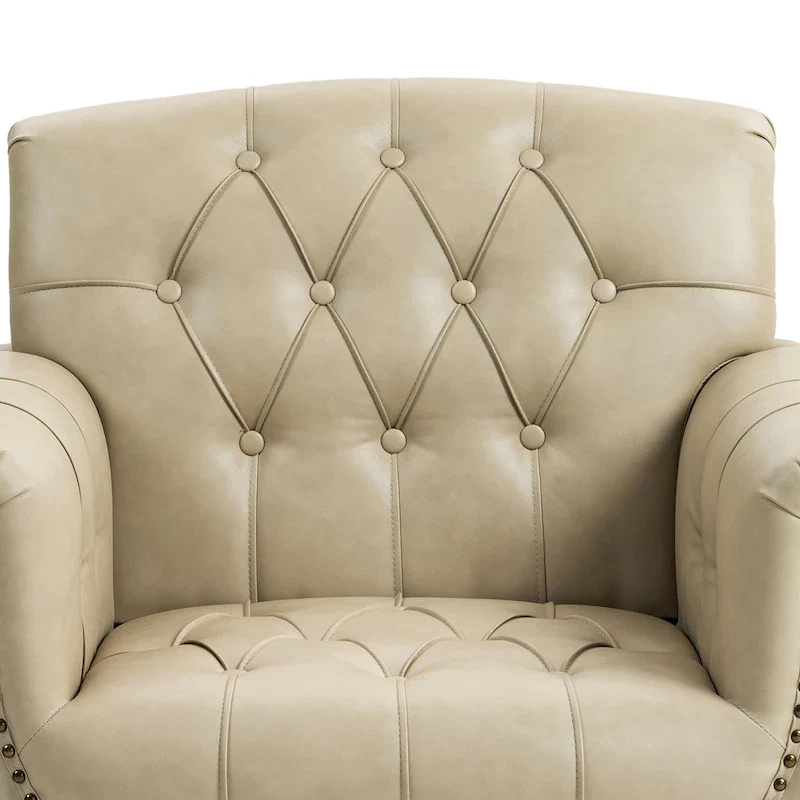 Tufted Vegan Leather Accent Chair Upholstered Armchair
