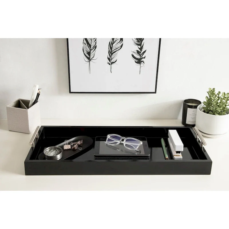 Kate and Laurel Lipton Narrow Rectangle Wood Accent Tray - 10x24