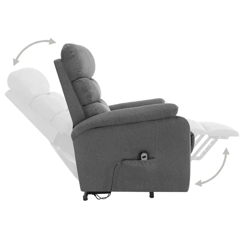 vidaXL Power Lift Massage Recliner Light Gray Fabric - 28.7 x 35.6 x 40.4