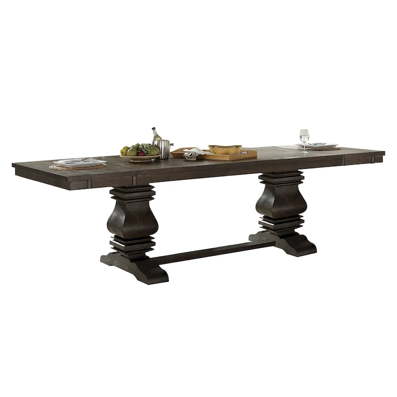 CUSchoice Brown Fabric & Espresso Dining Set (1 Table/2 Chairs)