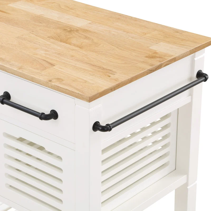 Kitchen Cart with Granite Top and Storage Drawers