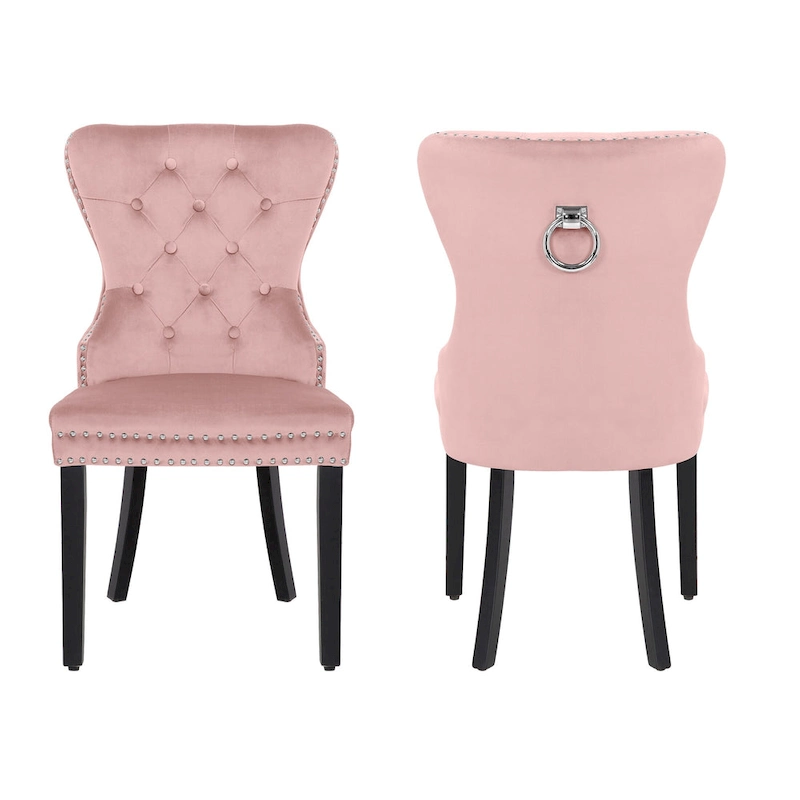 Grandview Tufted Upholstered Dining Chair (Set of 2) with Nailhead Trim and Ring Pull