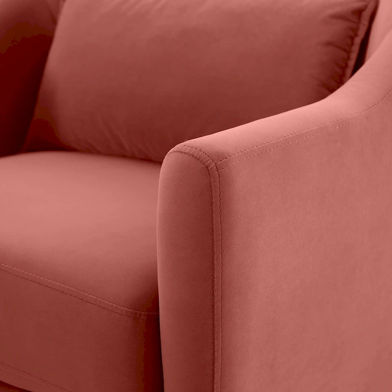 VANOMi 28.34 Accent Armchair, Velvet Barrel Chair with Solid Wood Legs