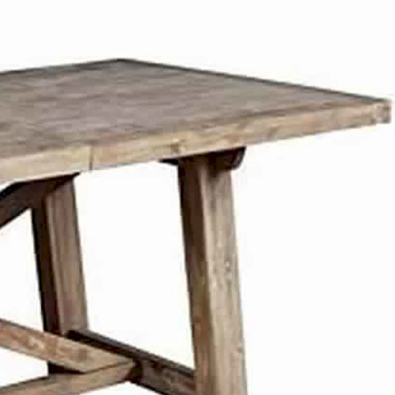 Cottage Style Wooden Dining Table with Removable Leaf, Weathered Brown