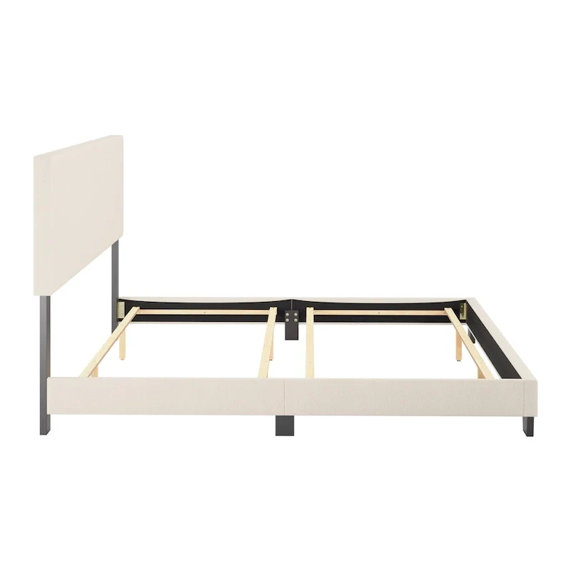 Nova Upholstered Modern Boucle Bed, Box Spring Required