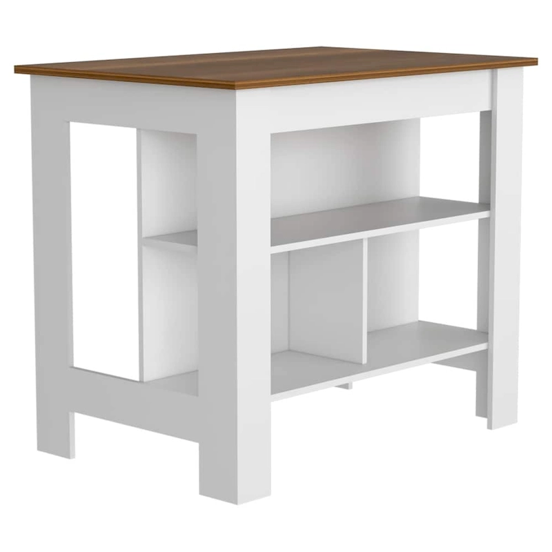 40.5 in. W Wood Kitchen Island Dining Table with 3 Shelves